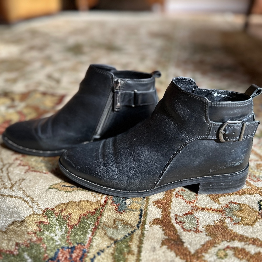 Black Blondo waterproof leather booties